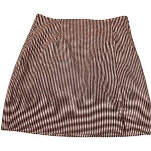 Windsor Houndstooth Plaid Check Mini Skirt Stretch White Black Burgundy Tailored